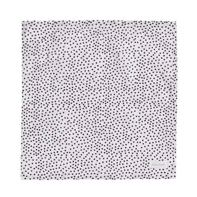 Weisse Leinen Servietten mit schwarzen Punkten im 4er Set