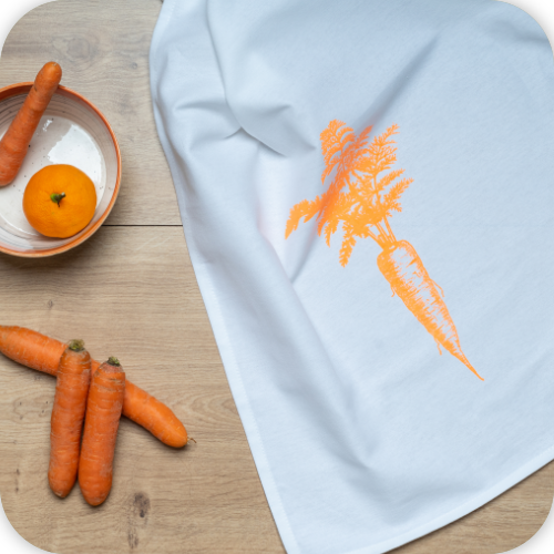 langlebiges Geschirrtuch VINTAGE KAROTTE neon orange