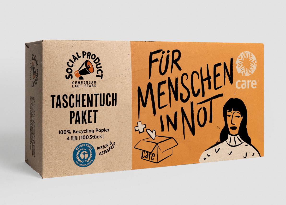 RECYCLING TASCHENTUCH x CARE – Paket 100 Blatt