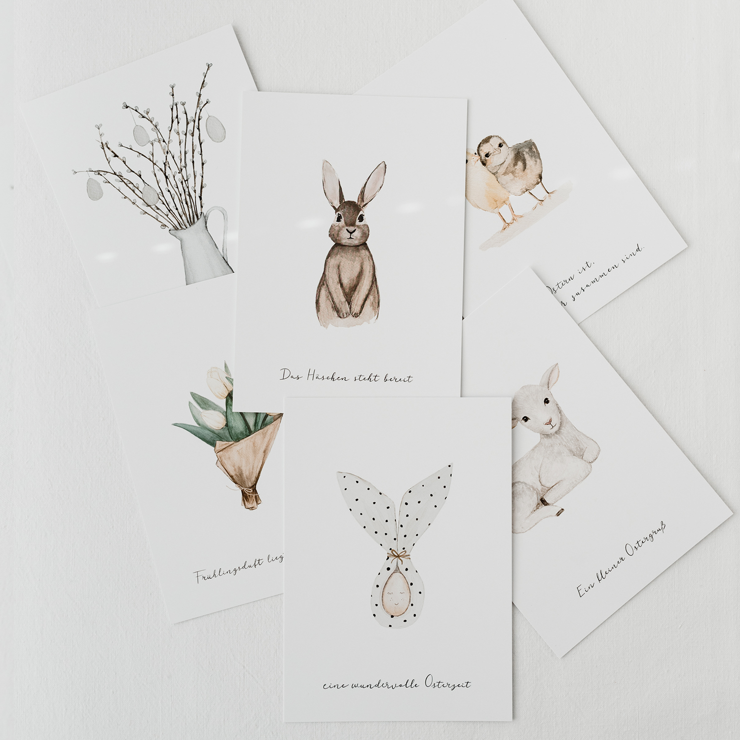 Osterpostkarten-Set, 6er – Aquarellmotive DIN A6