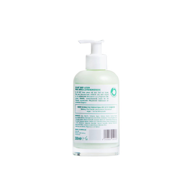 Body Lotion mit Sheabutter und Zitronenverbene in Glasflasche