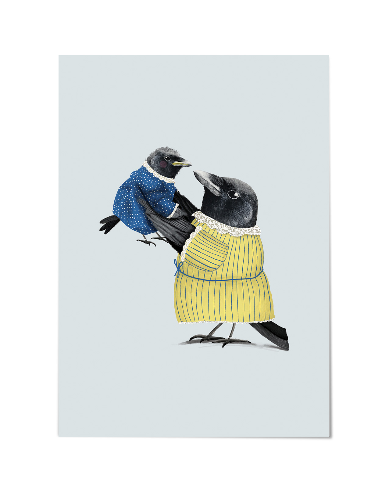 Rabenmutter Karte Blau