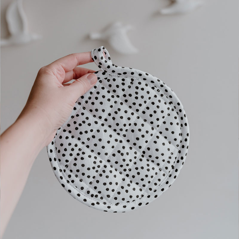 Leinen Topflappen Punkte im 2er Set