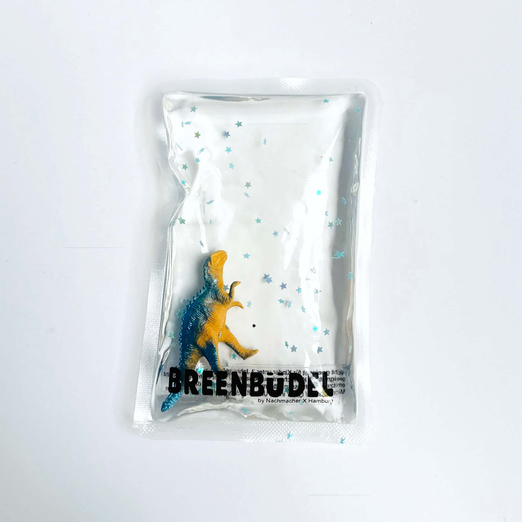 BREENBÜDEL Kühlkissen - Dino T-Rex blau - gold