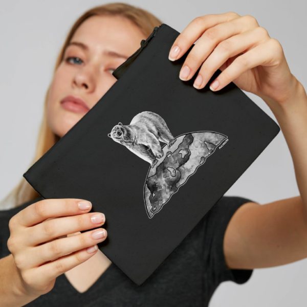 Kosmetiktasche - schwarz mit EISBÄR Print Kopie