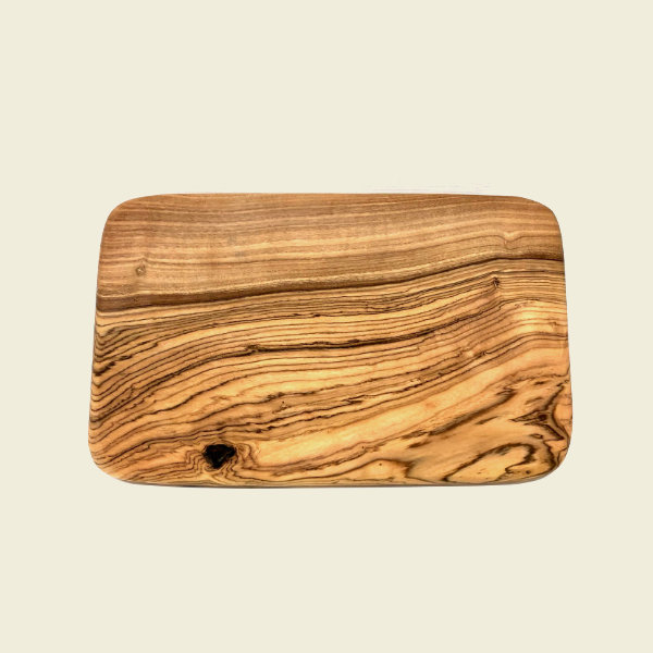 Olivenholz Frühstücksbrett 22x14 cm mit runden Ecken - Natürlich & langlebig