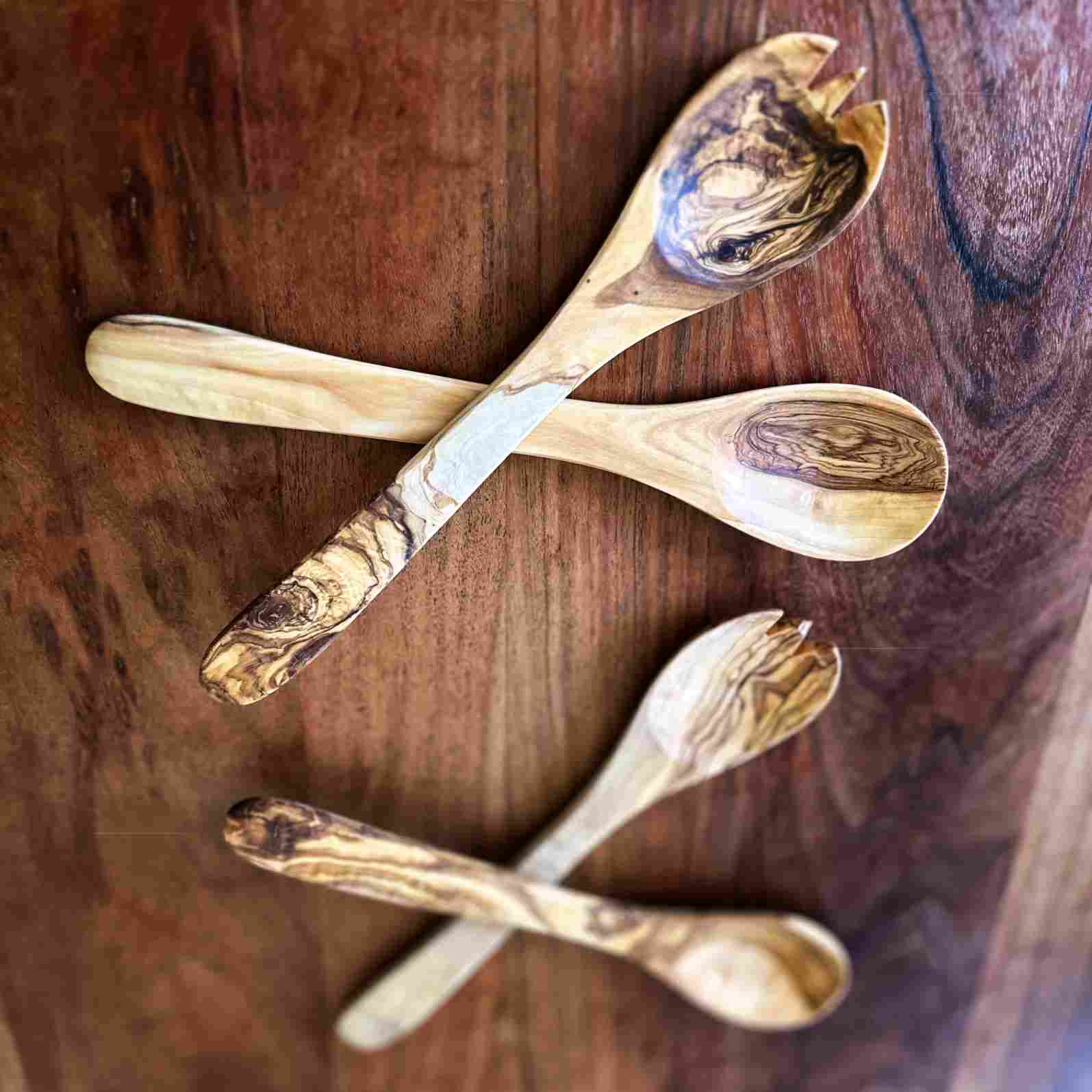 Salatbesteck aus Olivenholz – 30 cm – Natürlich, elegant & langlebig