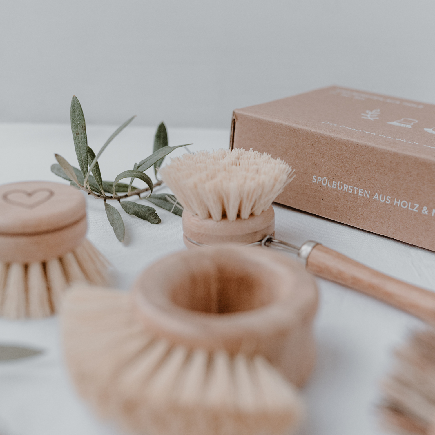 Spülbürsten Holz 5er Set – Nachhaltige, vegane Küchenhelfer