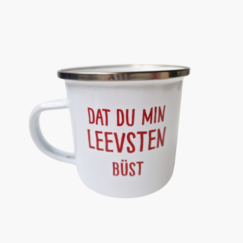 Emaillebecher Dat Du Min Leevsten Büst mit Herz