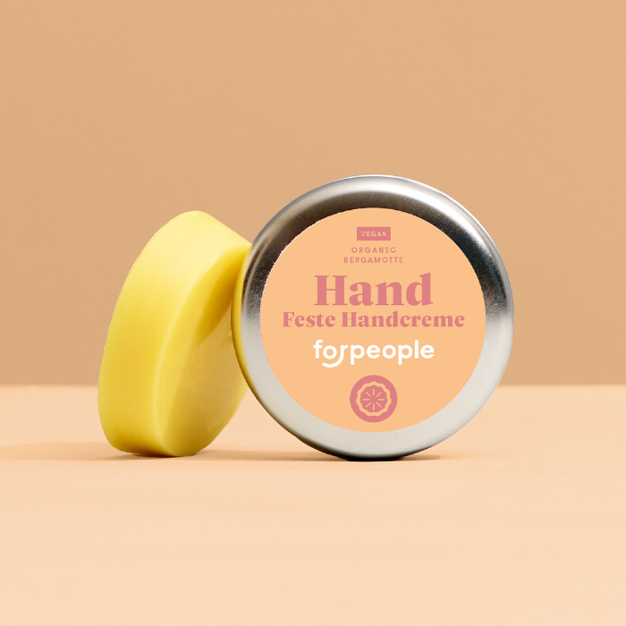 Feste vegane Handcreme in Dose mit Bergamotte
