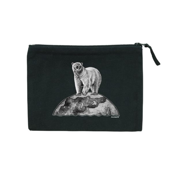 Kosmetiktasche - schwarz mit EISBÄR Print Kopie