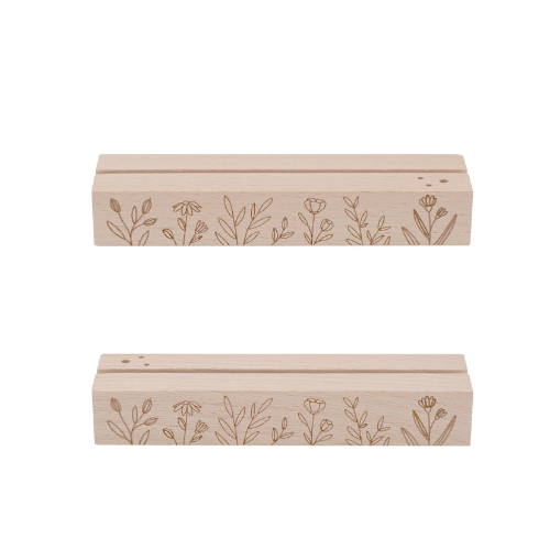 Karten- und Blumenhalter aus Holz mit Blumenwiese Motiv Set