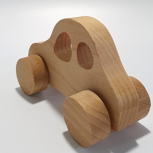 Baby-Greifauto aus unbehandeltem Holz, Holzspielzeug
