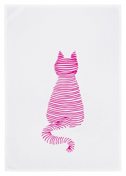 Geschirrtuch GESTREIFTE KATZE neon pink