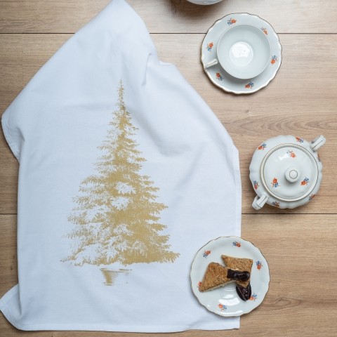 Geschirrtuch Weihnachtsbaum Gold