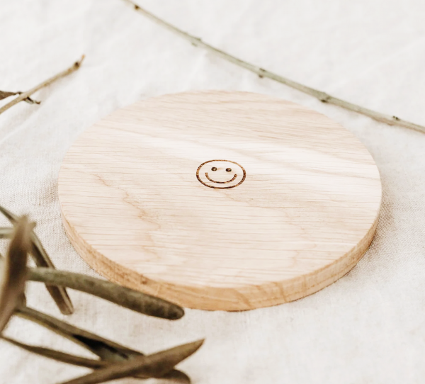 Untersetzer aus Eiche - Motiv: Smiley